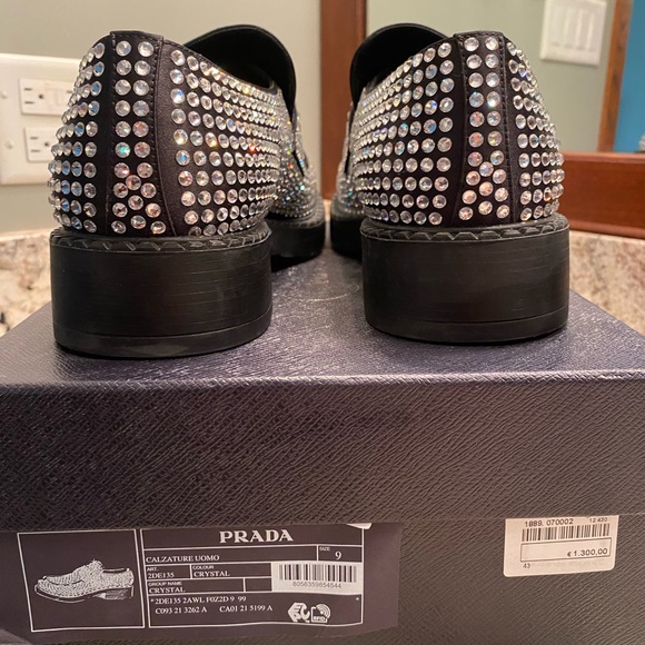 RARE- Prada Crystal Logo Flat Loafers - Picture 3 of 6